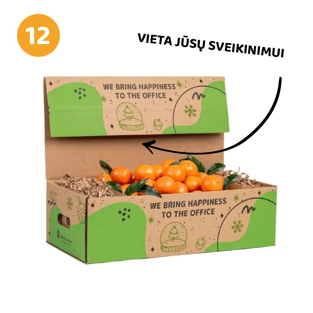 Mini mandarinų dovana kartoninėje dėžutėje